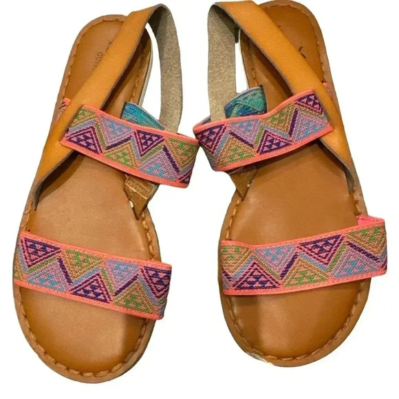 AMERICAN EAGLE OUTFITTERS Womens 9 Tribal Pink Two Strap Slingback Flat Sandals - Picture 6 of 6